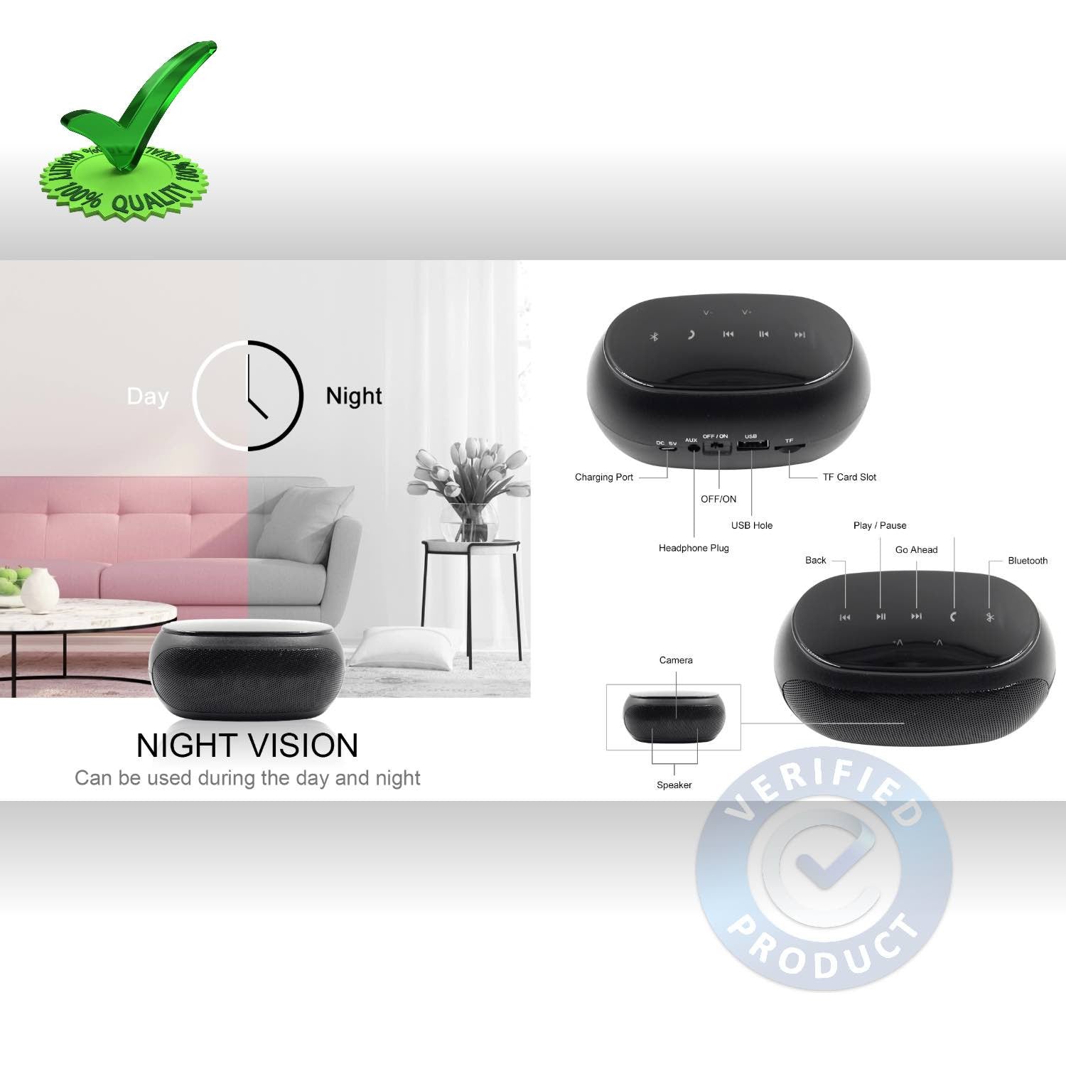 4k WiFi Spy Hidden Camera with Recorder in Bluetooth Speaker 4k WiFi Spy Hidden Camera with Recorder in Bluetooth Speaker